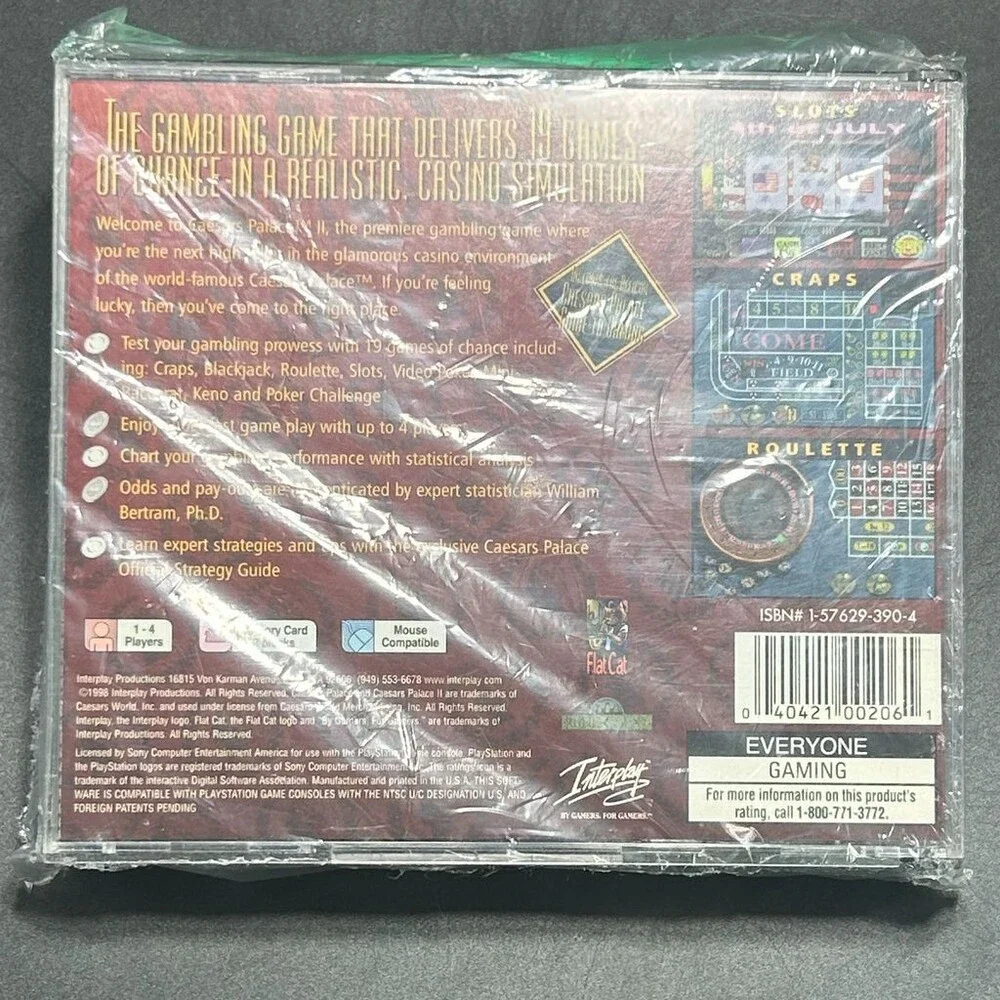 Caesars Palace II 2 PS1 Interplay FlatCat Casino (Sony PlayStation, 1998) CIB